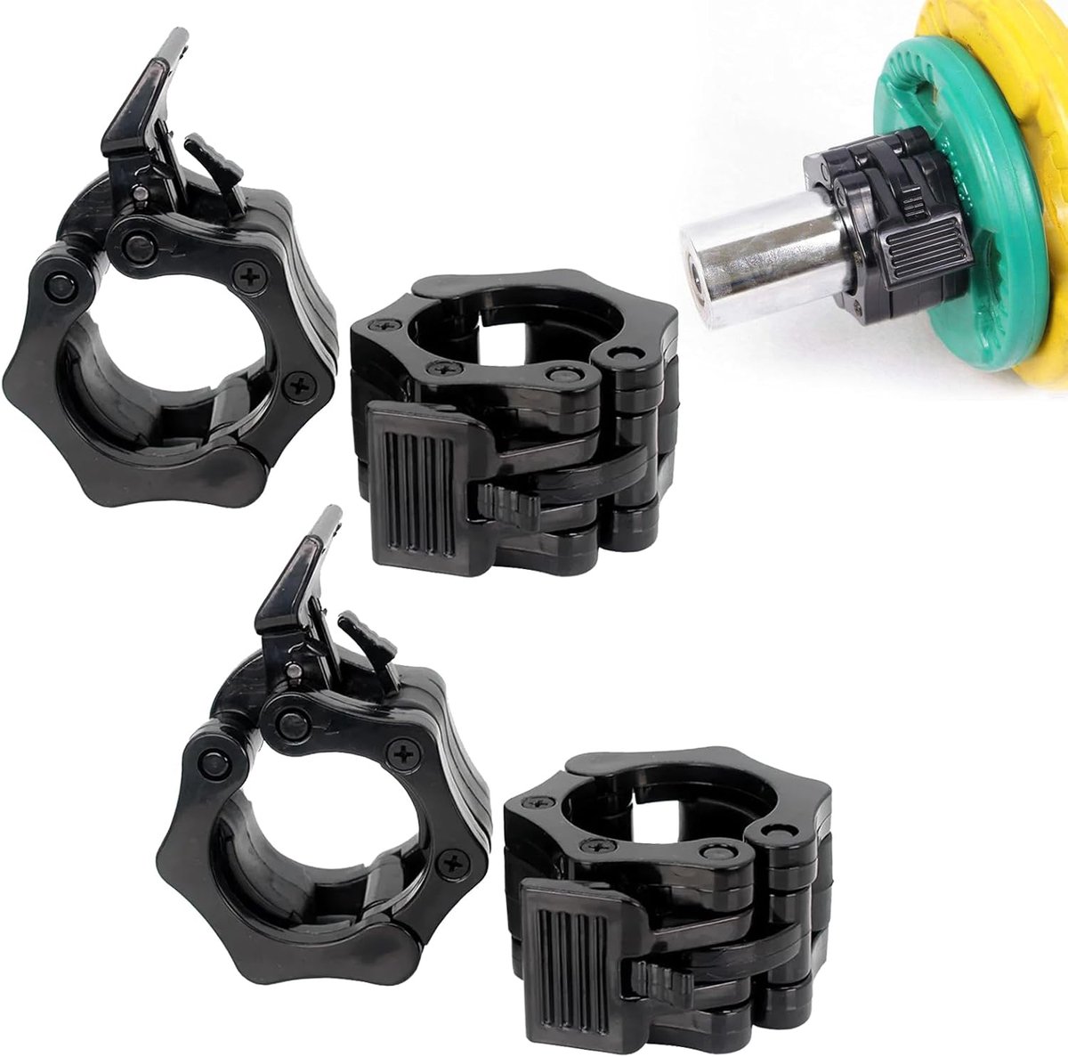 SnelShoppen - Dumbbell Clasps 30 mm - 4 Stuks Barbell Klemmen - Snelle Ontgrendeling voor Gewichtheffen en Workouts - Zwart