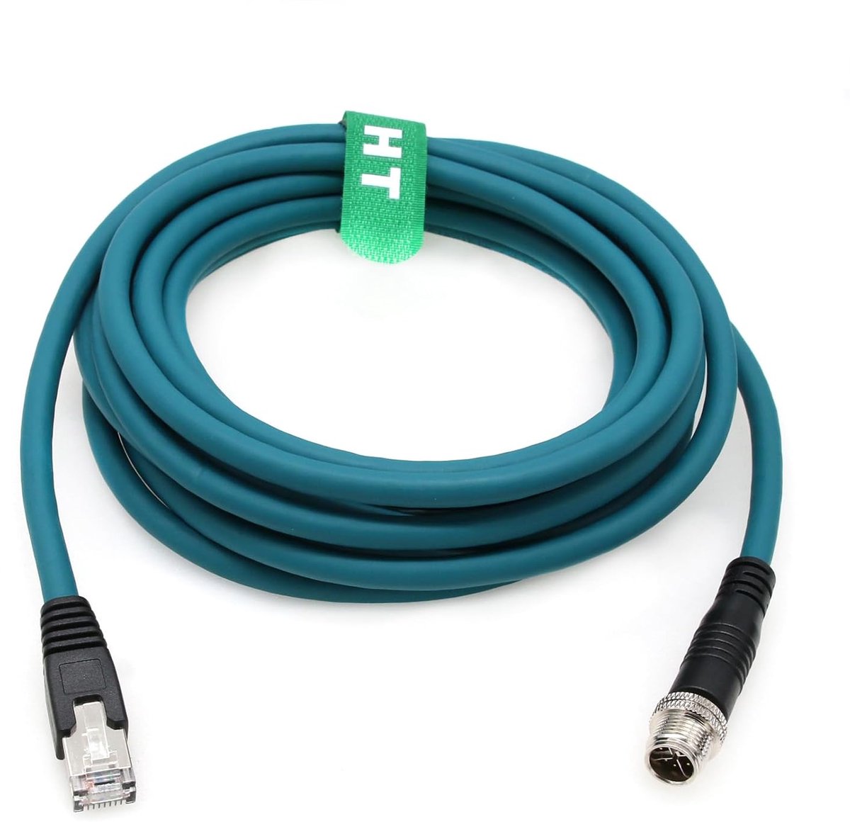 HangTon M12 Ethernet 8 Pin X-Code RJ45 CAT-7e GigE Cable for Basler Cognex Vision Camera Sensor Barcode Reader PLC - ShopVlot