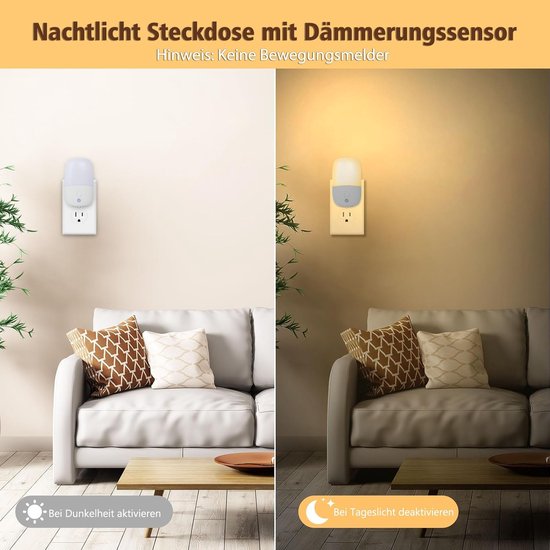Nachtlampje Stopcontact Kinder - Dämmerungssensor Nachtlicht - 1 Stuks - Dimbaar 3 Modi - Voor Slaapkamer en Gang - Warmwit 2700K — afbeelding 2