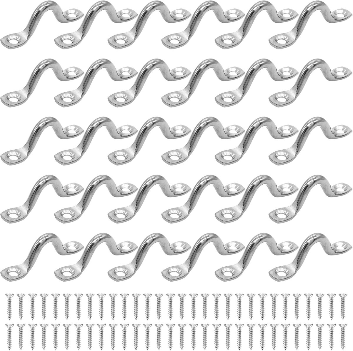 30 Pcs Splash Eyes Stainless Steel Fixing Hooks 5mm Eye Plate Stainless Steel 304 Eyelet Screwable with 60 Screws for - ShopVlot