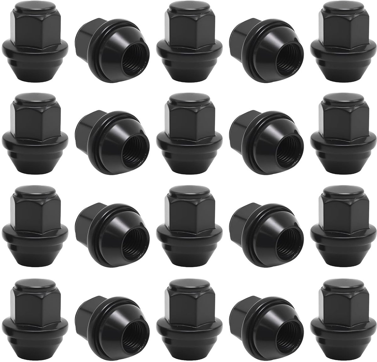 Pack of 20 M12 x 1.5 x 32 60° Conical Wheel Nuts Black Replacement for Ford Focus Escape Fusion Fiesta EcoSport - ShopVlot