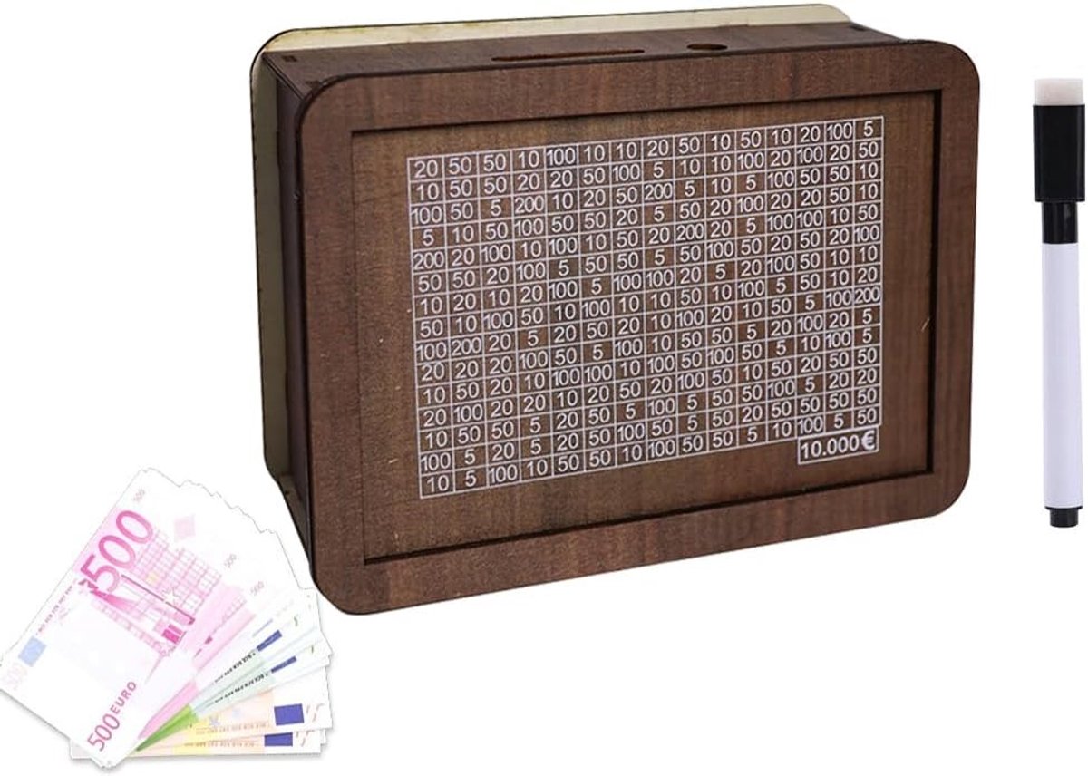 Houten Spaarpot met Doelen en Teller, ideaal voor kinderen om spaargedrag te ontwikkelen en financiële vaardigheden te leren