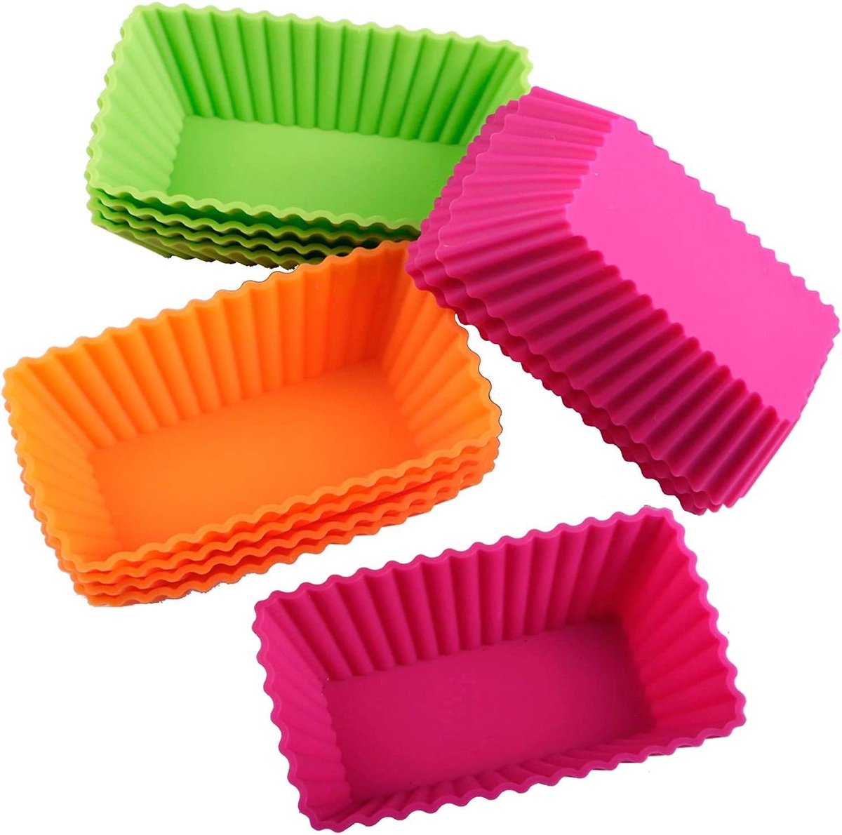 Webake Bread Tin Liners Silicone Mini Bread Cake Cases for Air Fryer Baking Rectangular 12Pcs 11cm Muffin Cases - ShopVlot