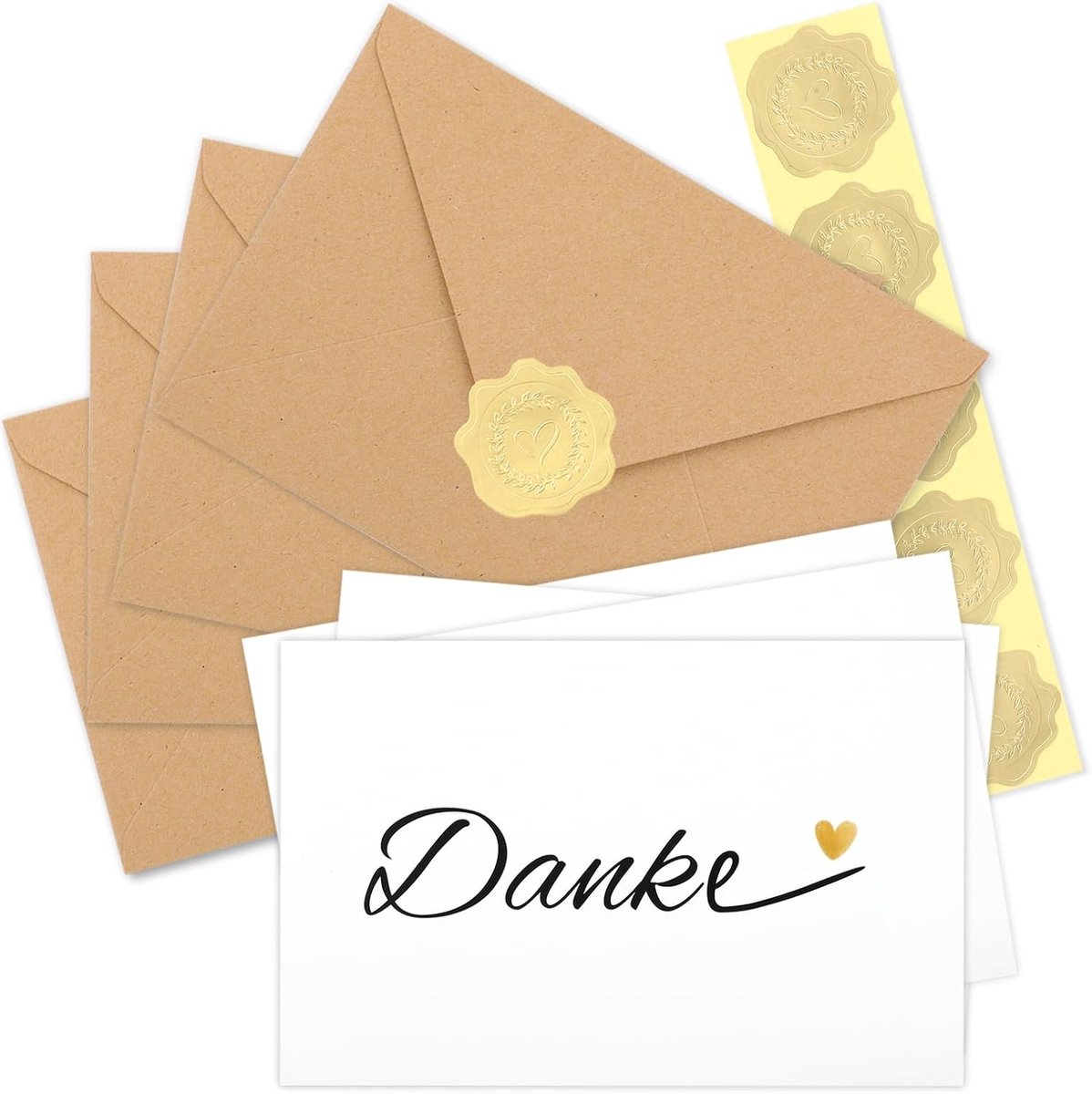 Set van 20 bedankkaarten voor bruiloft, ansichtkaart, bedankkaarten met envelop en sticker - ShopVlot
