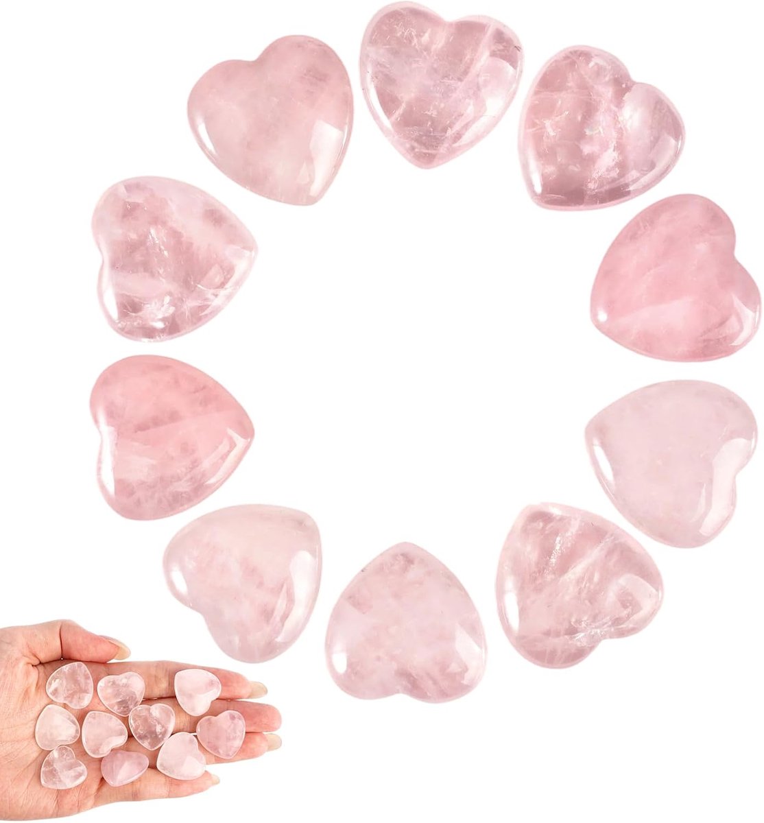 10 Stuks 2cm Helende Kristal Roze Kwarts Gesneden Hartvormige