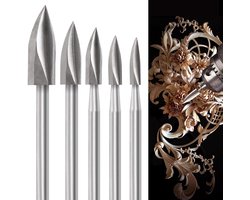 Shengbenhao Houtsnijwerk Boren Set voor Roterend Gereedschap, 5 Stks Houtsnijwerk Bits met 1/8" Schacht voor DIY Houtbewerking Graveren Carving Boren Slijpen