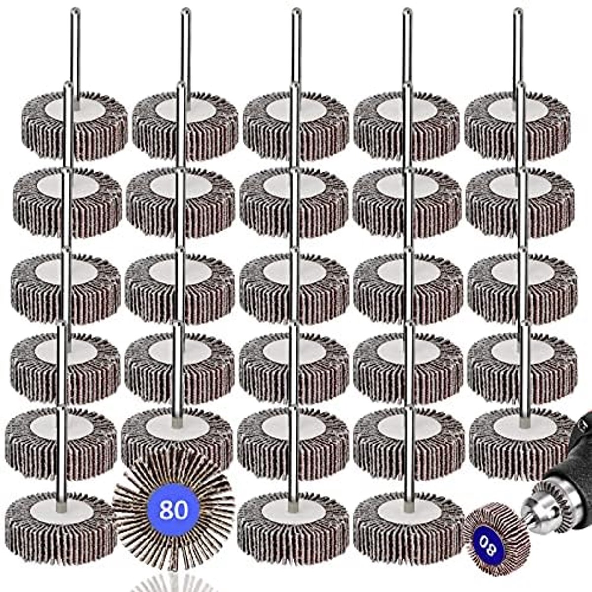 30 stuks schijfslijper, diameter 32mm, 80 korrels polijstschijf, voor roterend gereedschap, ontroesten, ontbramen, slijpen, polijsten