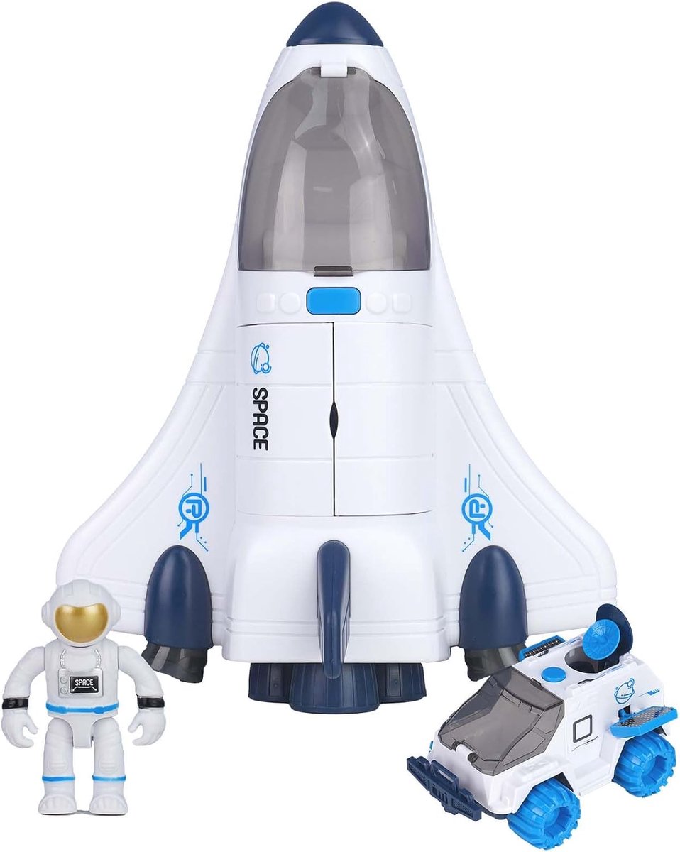 Shuttle raket speelgoed voor kinderen, ruimtespeelgoed voor jongens meisjes, wetenschap educatief speelgoed astronauten figuren (blauw)