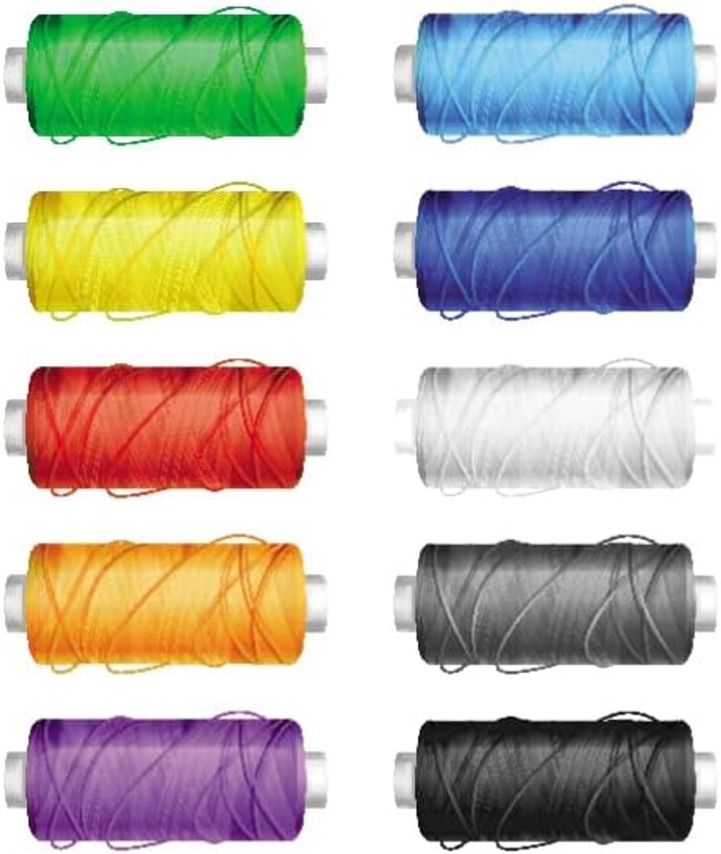 10 stuks naaigaren van 100% polyester - verschillende kleuren en levendige kleuren - elk 50 meter
