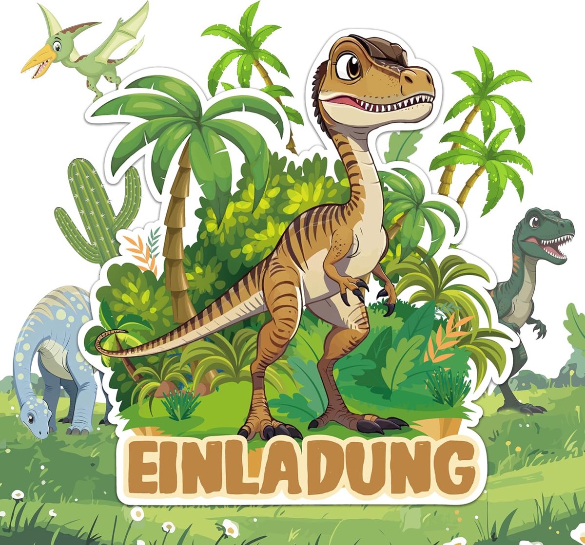 SnelShoppen - 12 x Feestelijke Verjaardagsuitnodigingen voor Kinderen, Dinosaurussen Thema, Uitnodiging Kaarten voor Jongens en Meisjes, Perfect voor