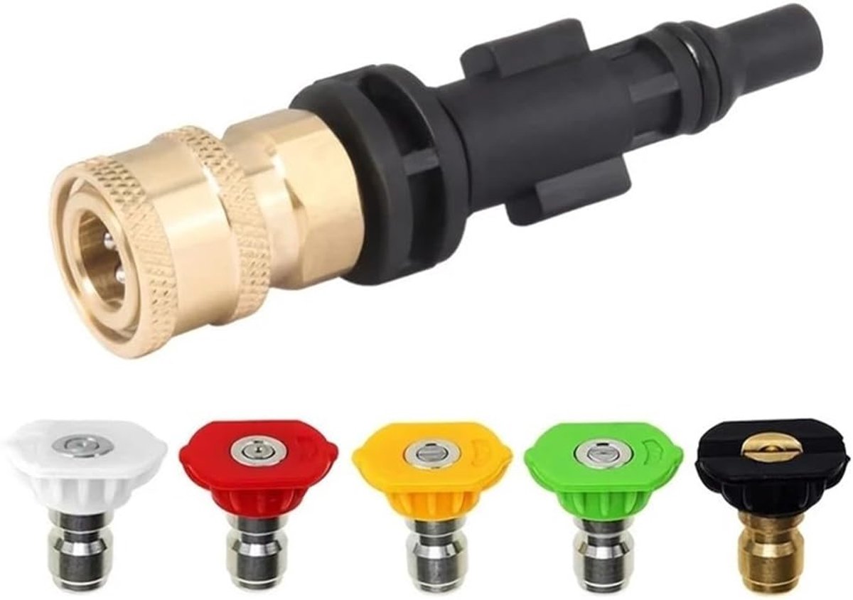 SnelShoppen - Pressure Washer Foam Pot Quick Connect Adapter Nozzle Kit - Universeel voor Diverse Modellen - Duurzaam Kunststof en Messing - Ideaal vo