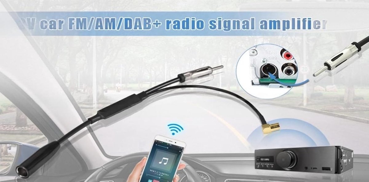 Auto antenne splitter AM/FM + DAB - DIN plug - hoge kwaliteit - eenvoudig te installeren - ShopVlot