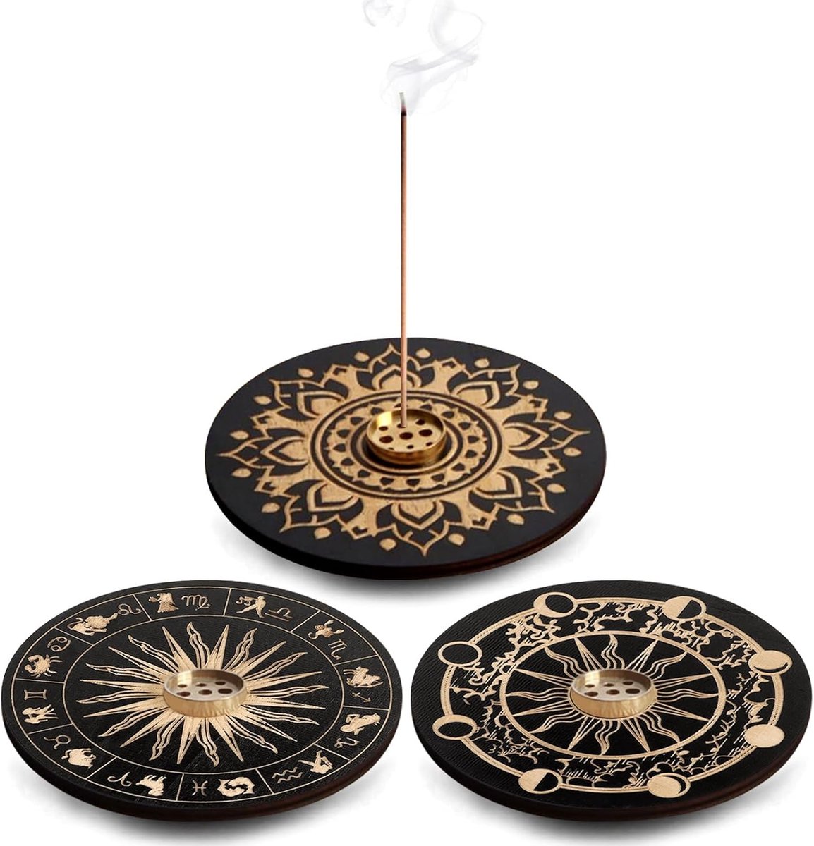 Incense Stick Holder, 3 Pieces Wood Incense Stick Holders, Incense Stick Holder, Incense Stick Holder (Black) - ShopVlot
