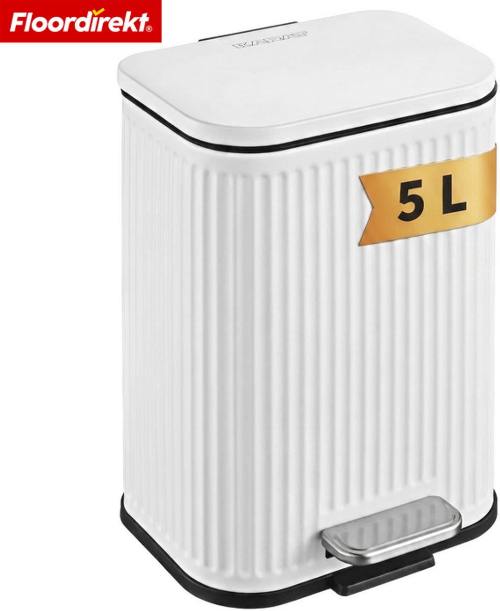 Floordirekt Pedaalemmer Miles met Soft-Close en Uitneembare Binnenemmer - Wit - 5 L