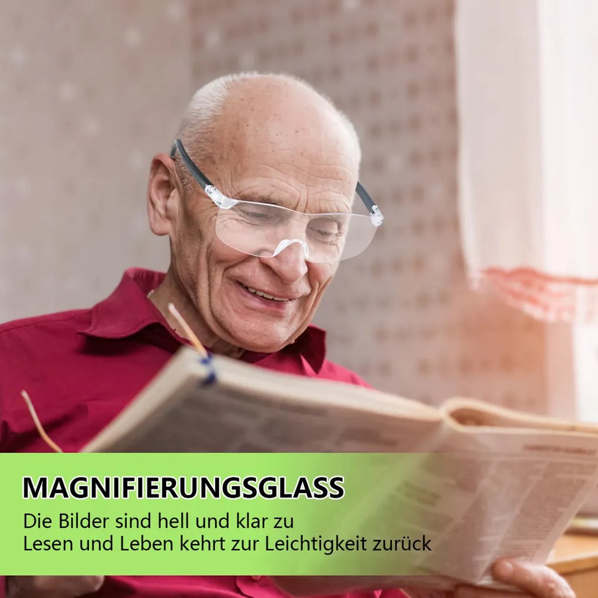 Dit is een 3x vergrootglas Geschikt voor senioren, Geschikt voorzien van een blauwlichtfilter en Geschikt voor werkzaamheden en lezen op korte afstand.