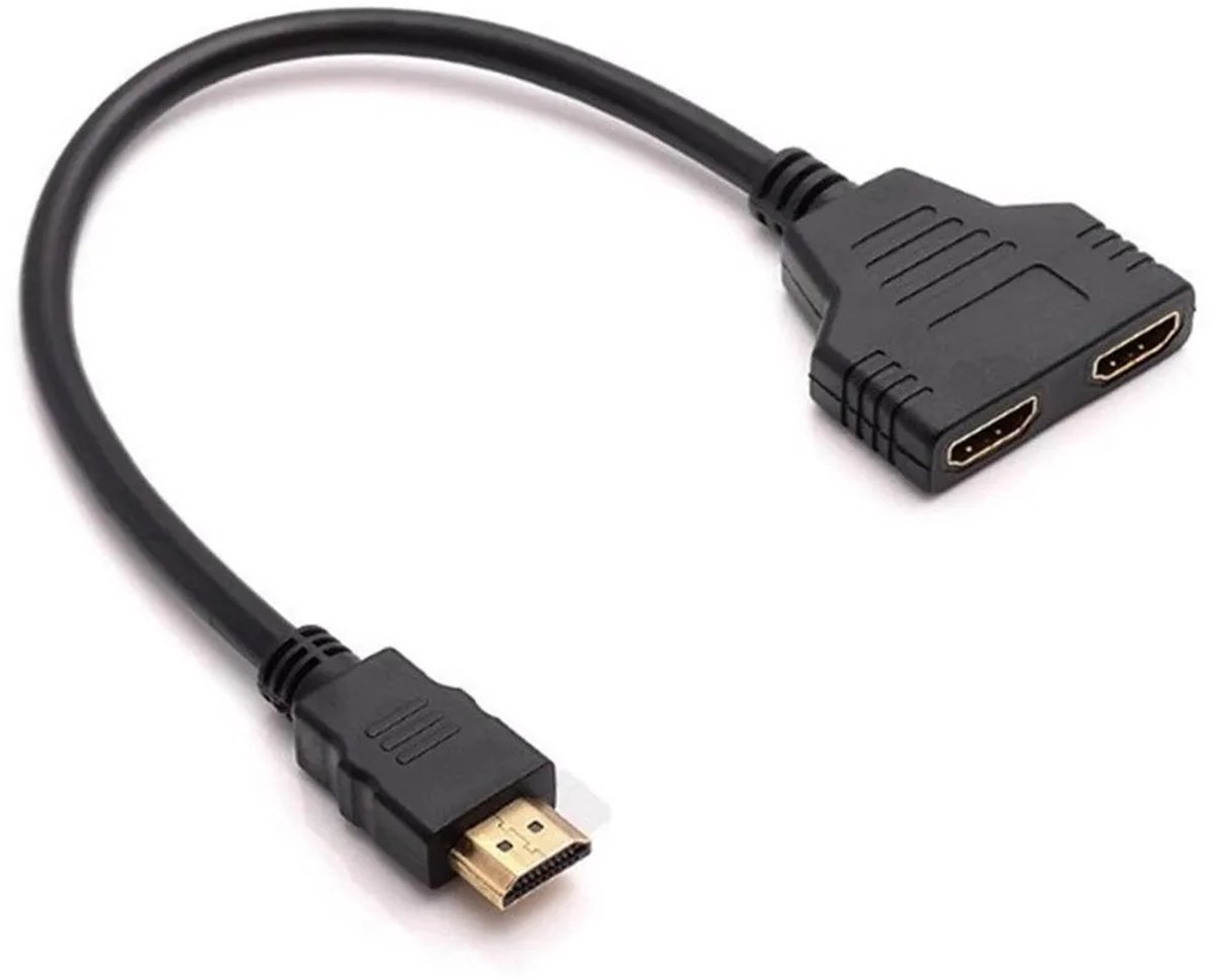 1-naar-2 splitter, 1080P mannelijk naar vrouwelijk, Geschikt voor HDTV's en projectoren.