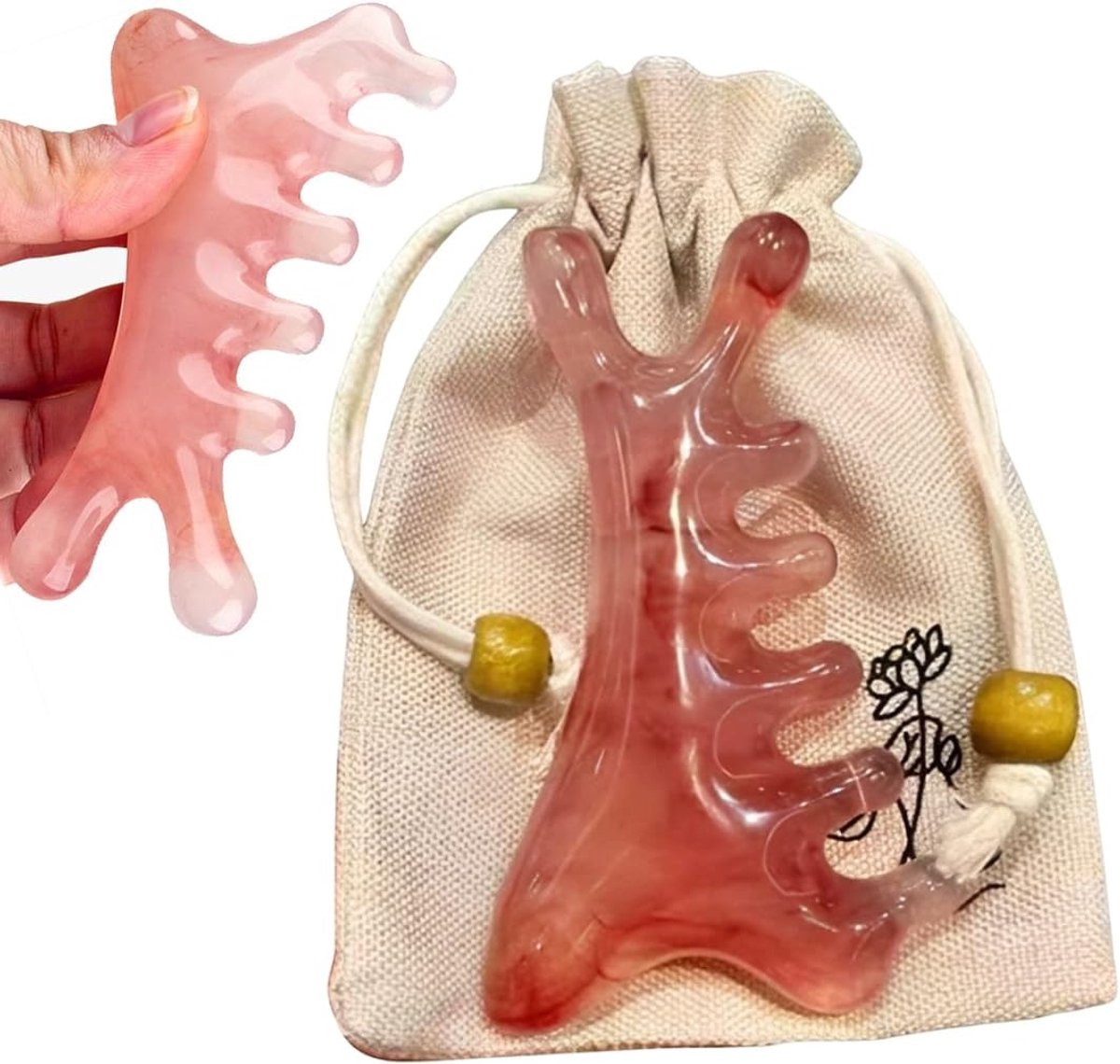 1 Pezzo Pettine Gua Sha 4 In 1 Pettine Per Massaggio Dei Meridiani Per Occhi, Naso, Viso, Collo & Raschietto Con Borsa Di Conservazione (Rosa
