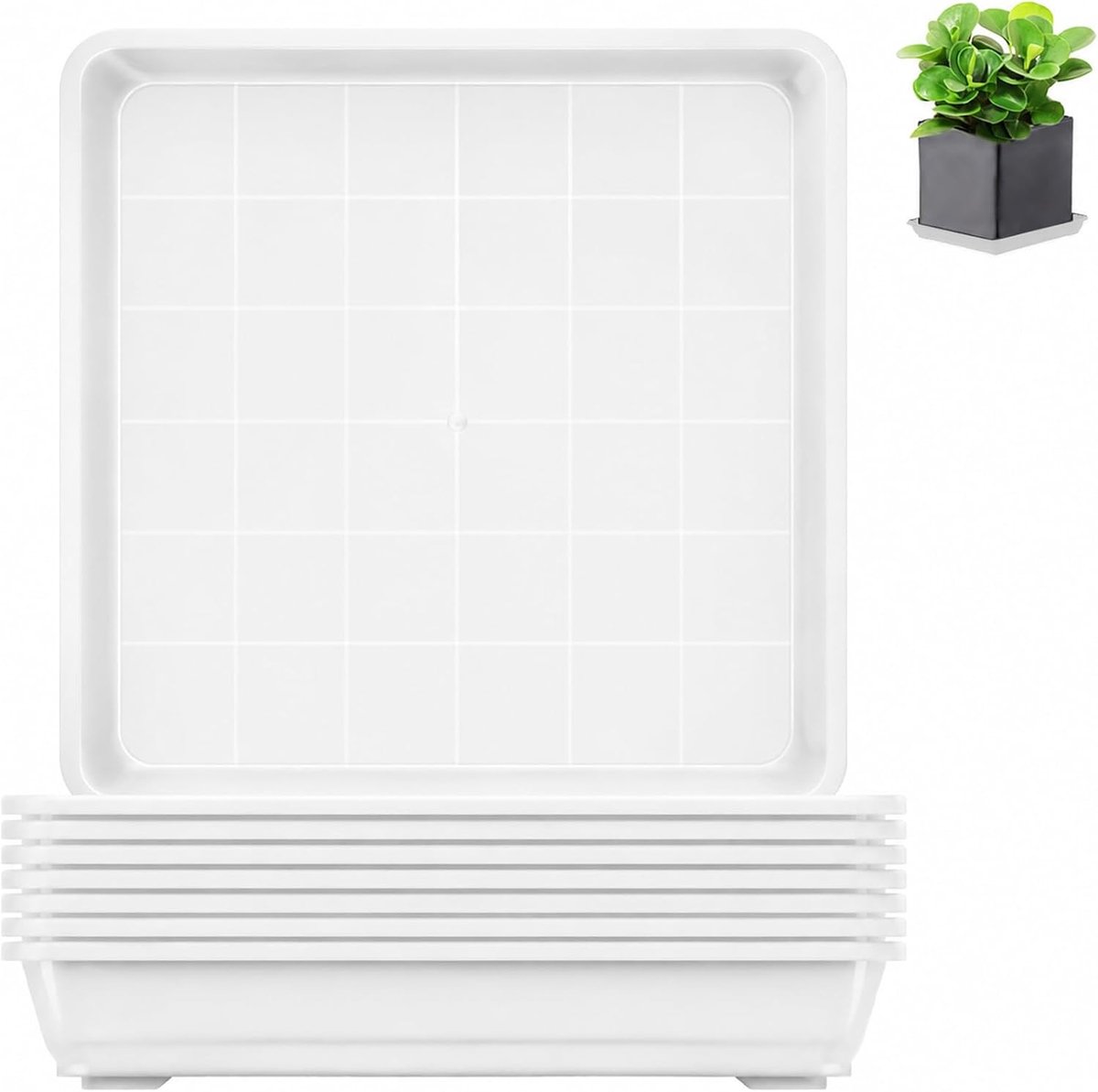 8 stuks vierkante plantenpot schotel 15 x 15 cm 5,91 inch plastic plantenpot trays witte druppelwaterbak voor buiten en binnen plantenbakken planten tuinpotten kas