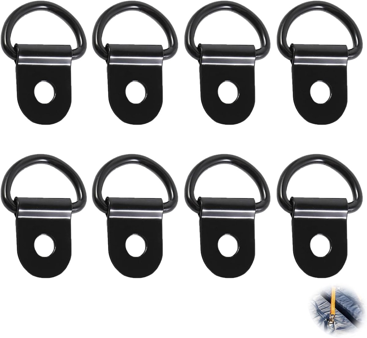 8 stuks D-opbouwring, sjorogen, D-ringen, opbouwring, lashing eyelets D-ringen, constructiering, ring D, installatiering, sjorring, roestvrij staal, voor aanhanger, vrachtwagen, mechanische camping