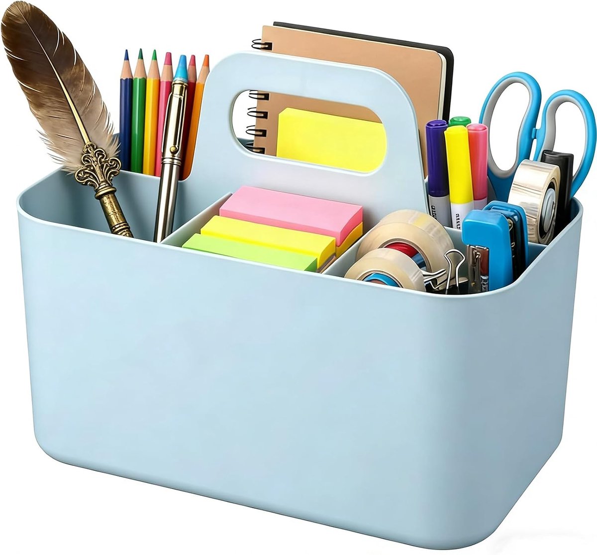 5-vaks organizer-mand met handvat, bureaumand, draagbare knutselmand, opbergvakken voor make-up, naaigereedschap, draagbare knutselmand voor keuken, badkamer, make-uptafel en