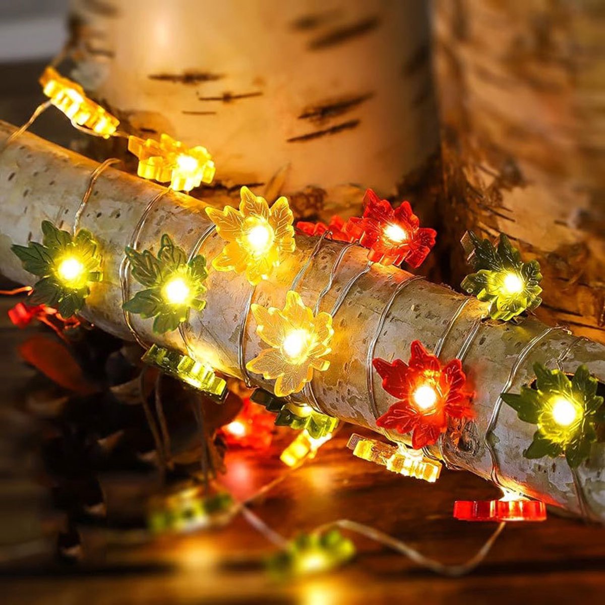 Halloween 3D-verlichting 3 meter 30 LED-pompoenlichtslinger op batterijen, oranje lampjes, geschikt voor Halloweenfeesten, binnen, herfst, buiten, oogst en Thanksgiving-decoraties - 05