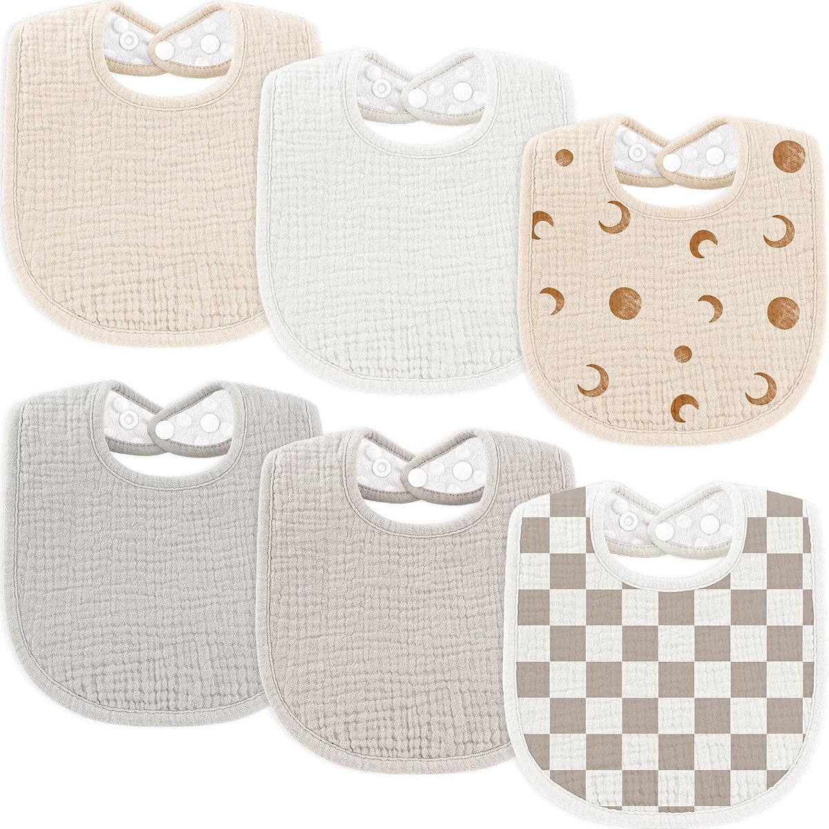 Slabbetje baby mousseline halsdoek baby zachte verstelbare vierkante slabbetjes 6 stuks voor unisex meisjes en jongens (spring)