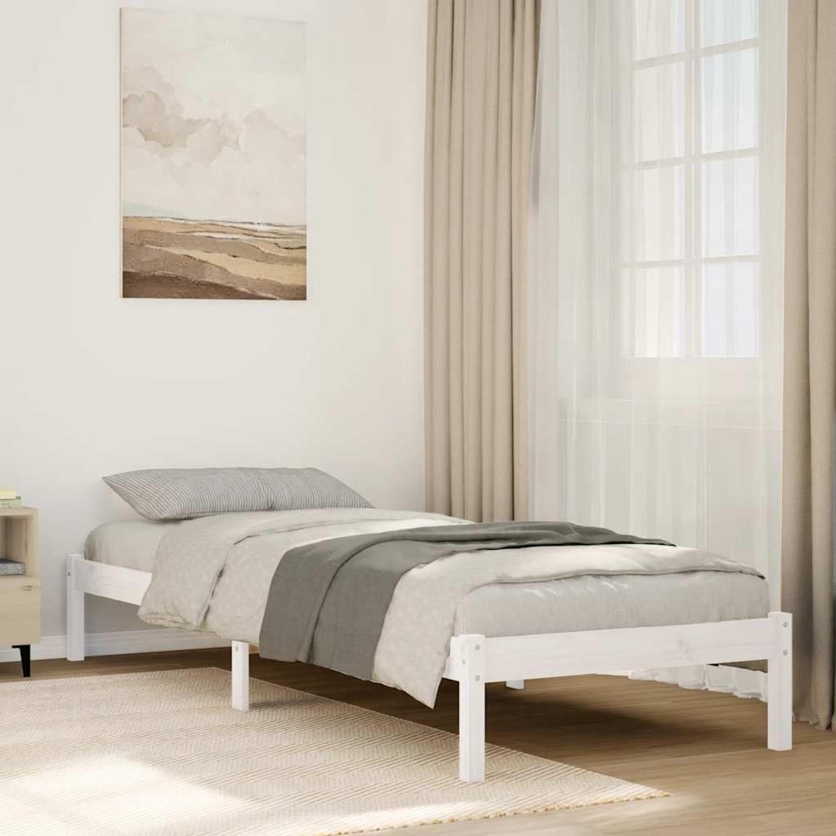 Grenenhout lattenbodem wit 100x210 cm