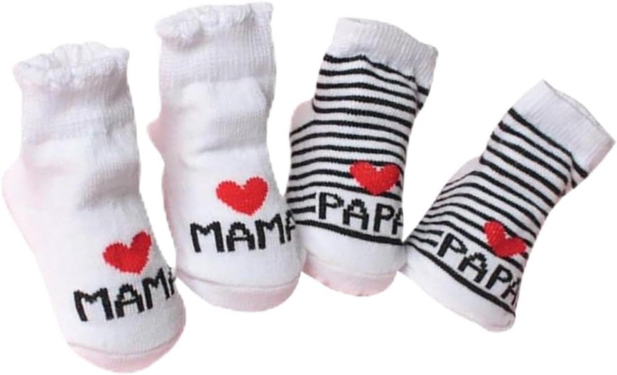 Sokken, schattige sokken, I Love Mama Papa, antislip katoenen sokken, babycadeau voor aanstaande ouders, Born accessoires, pasgeboren sokken 0-6 maanden