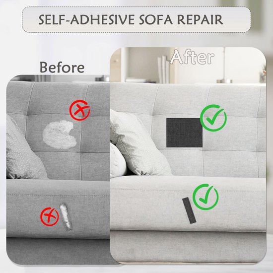 2 stuks reparatiepatch voor stoffen, zelfklevende reparatiepatch voor canvas, 11x8 inch, waterdichte reparatiepatch voor stoffen, linnen en canvas voor banken, tenten, meubels en luifels (zwart) — afbeelding 4