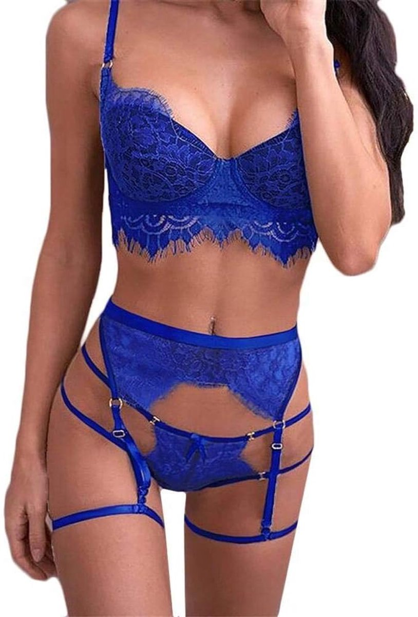 Lingerie & ondergoed Vrouwen Erotische Sexy Lingerie Beha en Panty Kousenband Kanten Ondergoed Erotische Lingerie