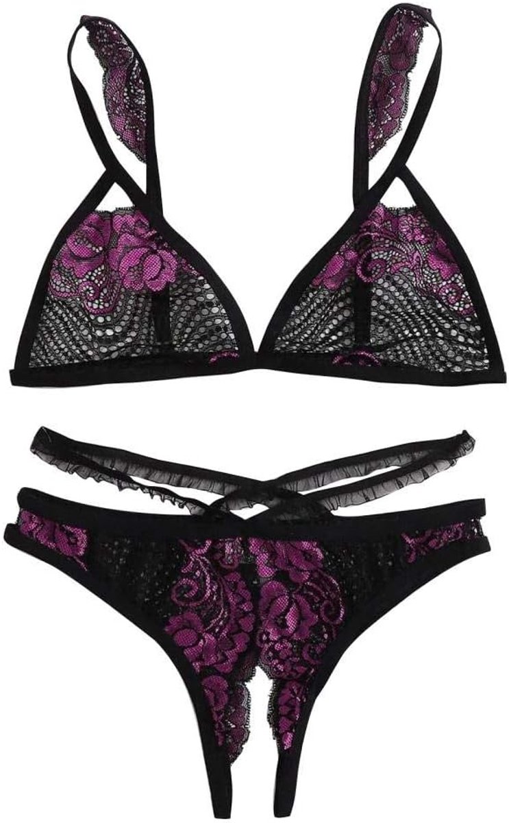 Sexy dames erotische lingerie Erotisch Ondergoed Porno Lingerie Vrouwen Borduren Sexy Beha G-String Nachtkleding Doorkijk
