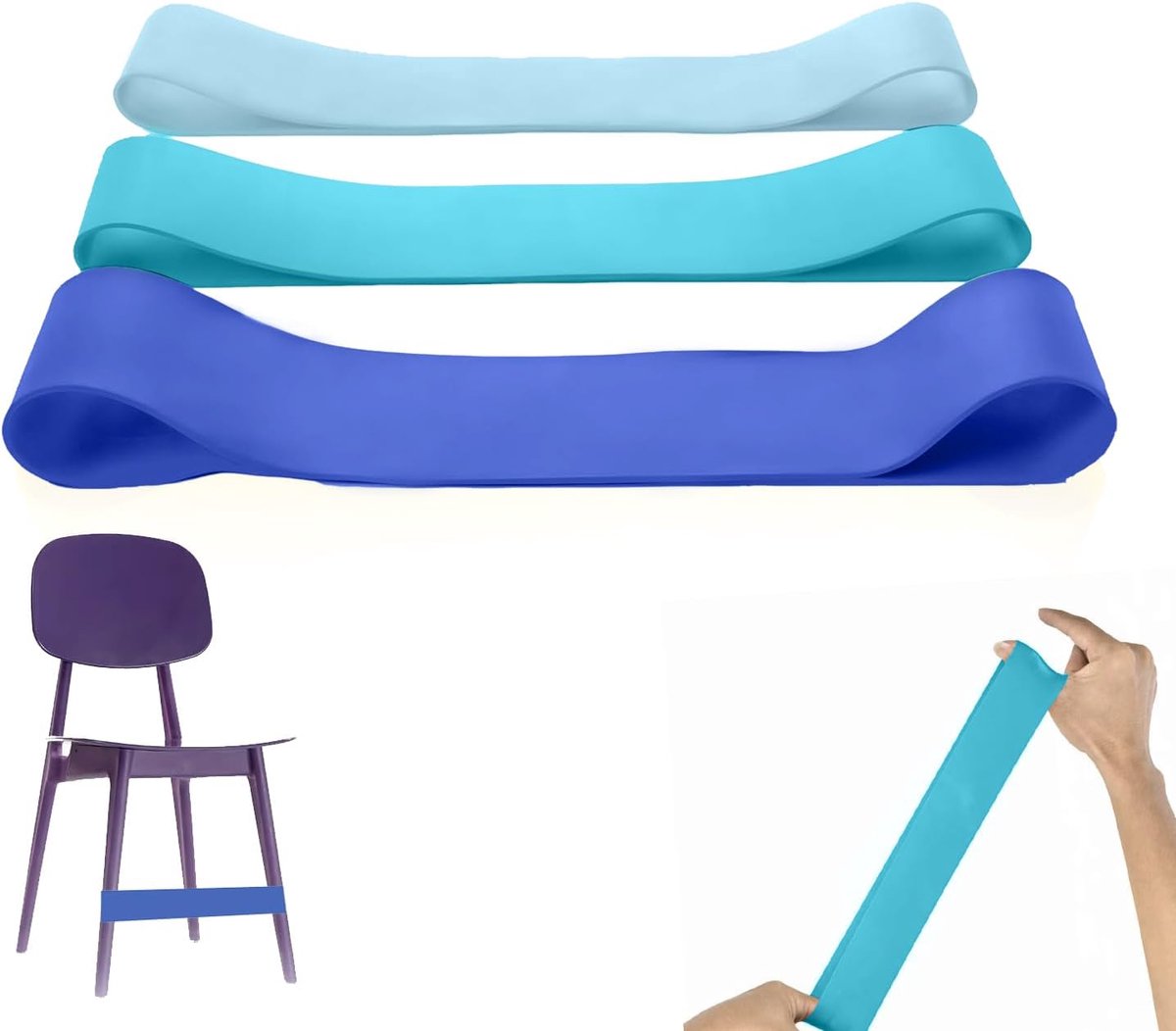 3 stuks stoelbanden ADHD-hulpmiddelen, stoelbanden voor sensorische stoel wiebelkussen geschikt voor met onrustige voeten sensorische ADHD(0,4, 0,6, 0,8 mm, blauw)