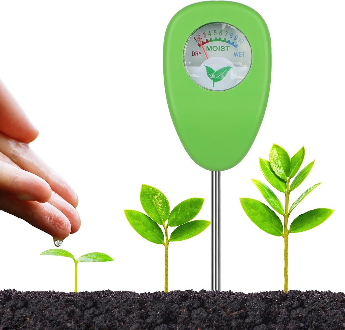 Vochtmeter voor planten, draagbaar, hygrometer voor de tuin, geschikt voor tuin, gazon, boerderij, binnen- en buitenruimte, zonder batterijen, bodem-hygrometersensor, plantenwatermonitor