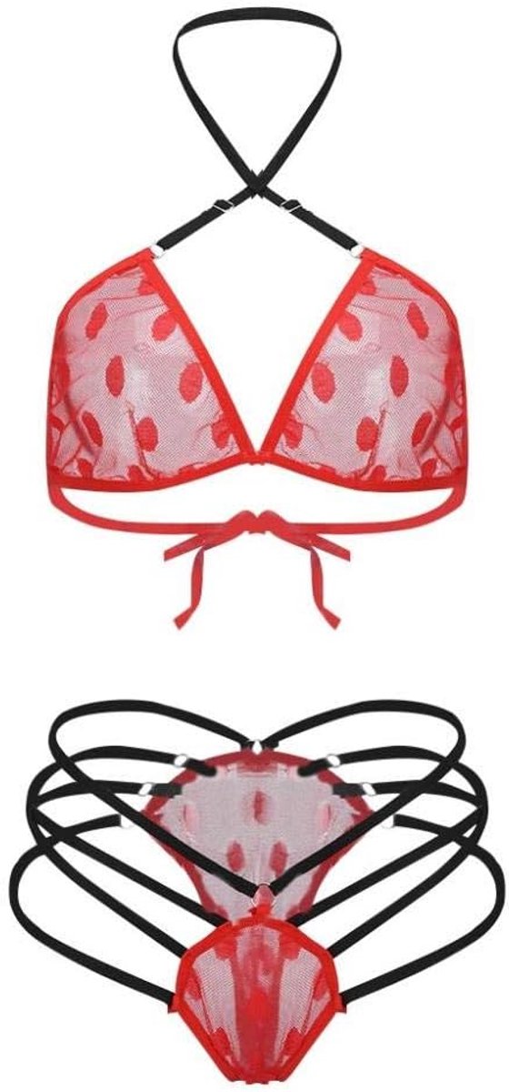 Vrouwen beha sexy string set draadloze beha kanten slipje string pyjama
