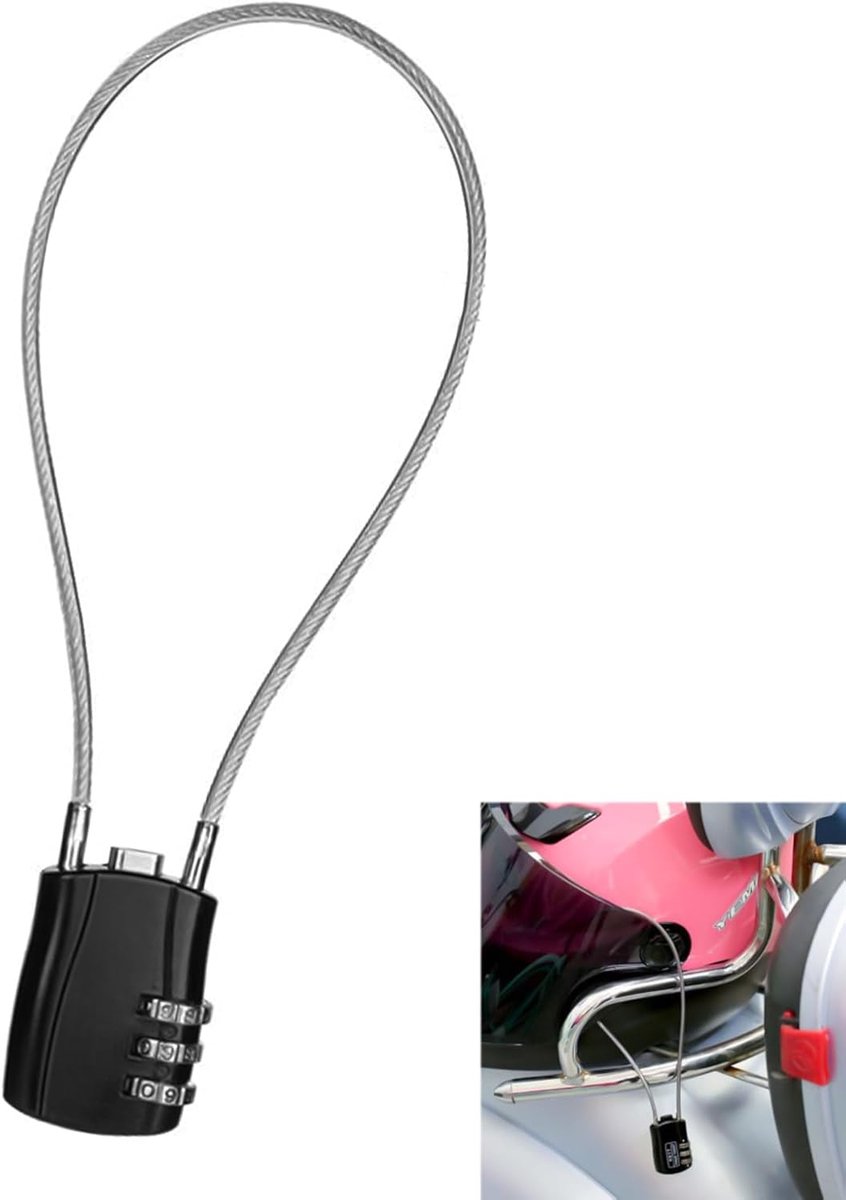 Intrekbaar, 51 cm, staalkabel, hangslot met digitale combinatie, veiligheidsslot voor motorfiets, fiets, snowboard, skikoffer, waterdicht en krasbestendig, diefstalbeveiliging