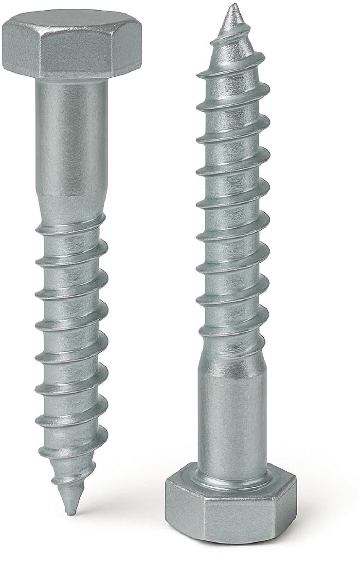 Houtschroeven 8 x 140 mm - 25 stuks - DIN 571 sleutelschroeven - sleutelschroeven - houtbouwschroeven verzinkt - houtschroef zeskant