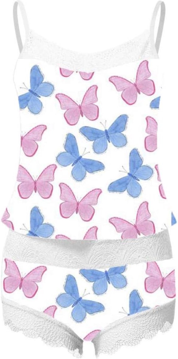 Lingerie voor dames V-hals transparante lingerie met jarretelgordel lingerie bodysuitDames Pyjama Mouwloos Kant V-hals Slaaptopjes Shorts Lingerie Nachtkleding Set Pyjama-B_L