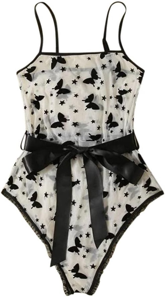 Babydolls, nachtjaponnen & negligés dames Vrouwen Sexy Lingerie Transparant Kant Kostuum Strik Vlinder Borduurwerk Jurken