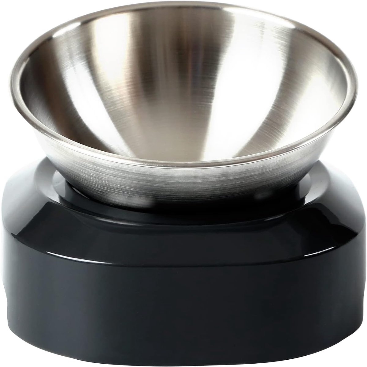 Kattenbak met roestvrij staal, antislip siliconen mat kattenvoederbak met 0 & 15° kantelbare hals beschermende kom voor huisdieren, katten en puppy's Voeding en watervoeding