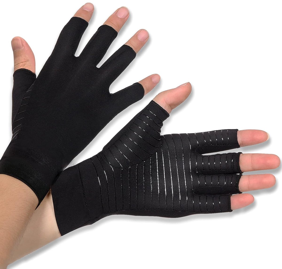 2 paar vingerloze artritis handschoenen artrose compressie handschoenen voor warmte handen verlichting van pijn bij reumatoïden carpaal tunnel peesontsteking L