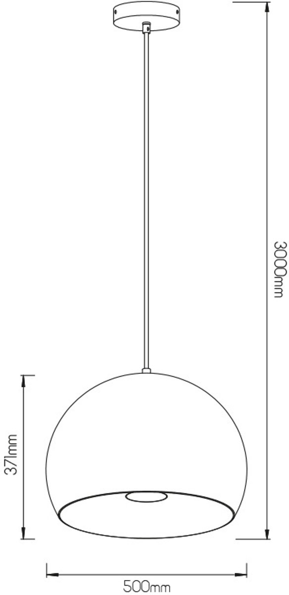 Xolo hanglamp met geïntegreerde dimbare LED 12W, 1000 lumen, 2700K warm wit, diameter 500 mm, hoogte 371 mm, wit