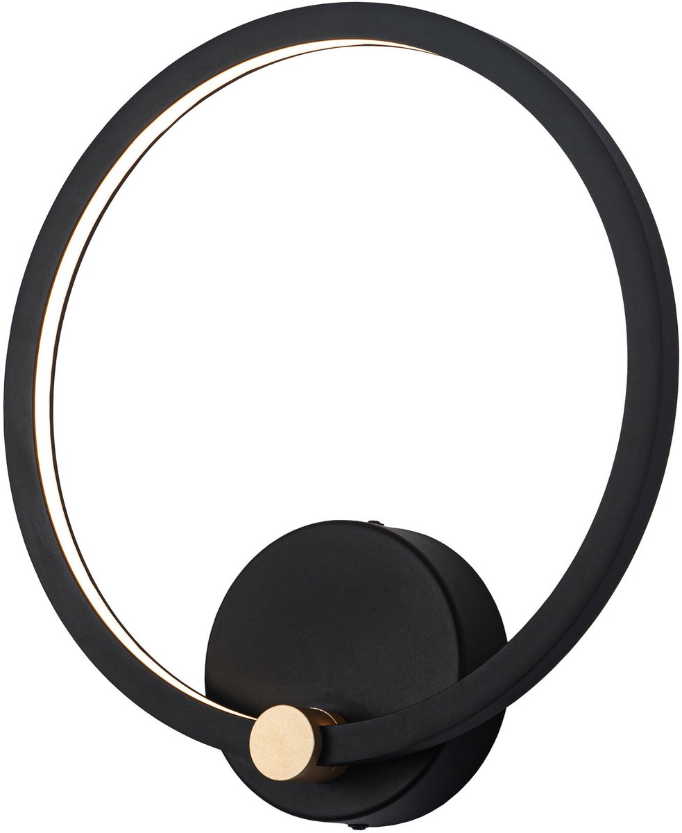 Magico LED wandlamp 12W dimbaar, 210 lumen, 3000K warm wit, Ø320mm, zwart en goud aluminium, IP20