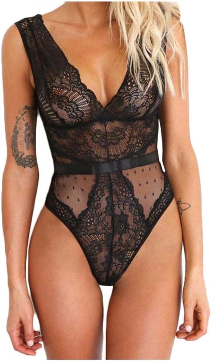 Dames Vrouwen Sexy V-hals Backless Kanten Ondergoed Erotische Lingerie Porno Kostuum Zien Door Nachtkleding Verleiding