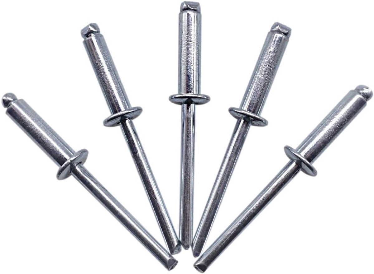 Blinde klinknagels 5,0 x 16 mm, open koepelkop, popklinknagels, DIN 7337, stalen klinknagel en stalen doorn (250, 5,0 x 16 mm)