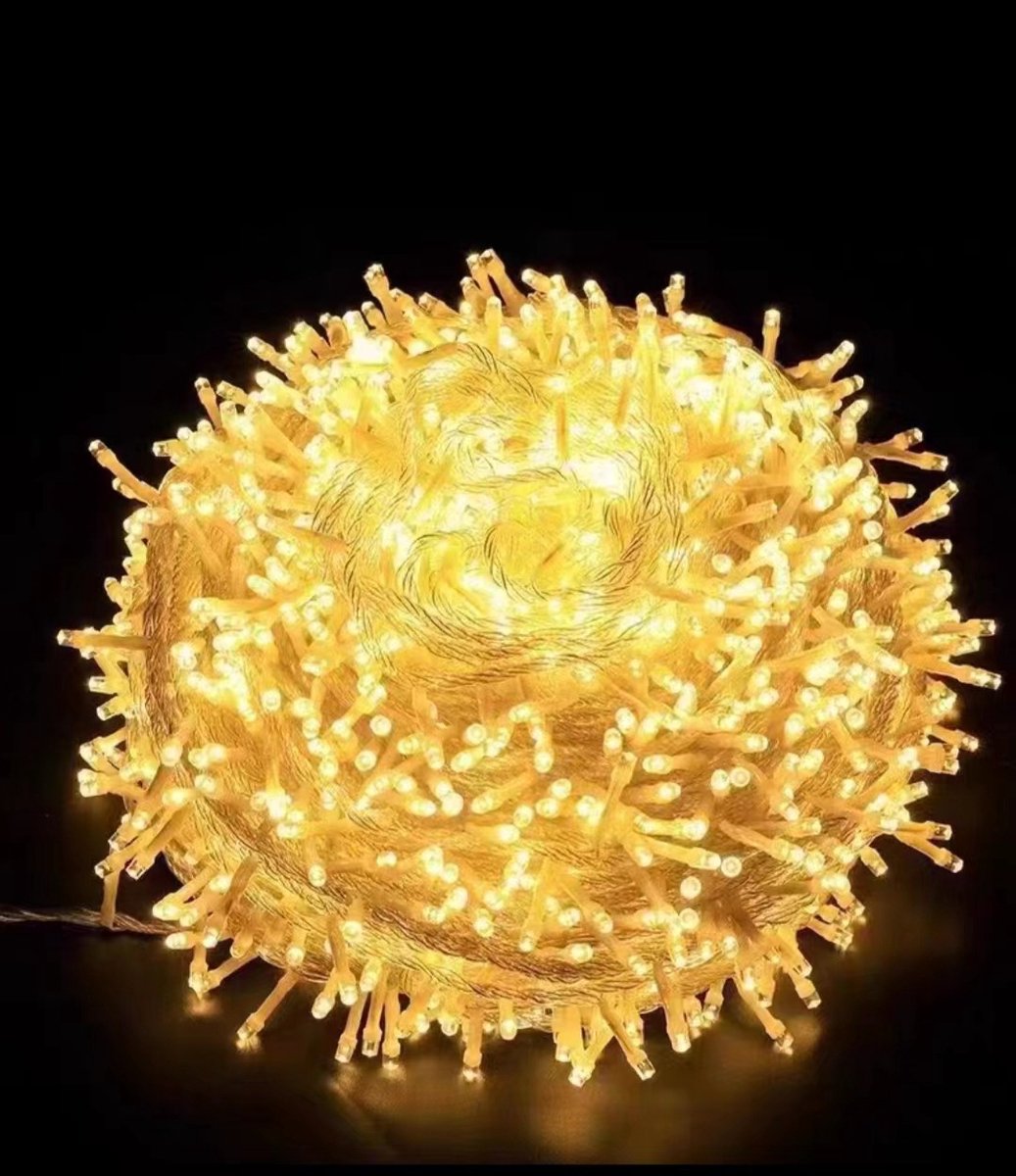 Aansluitbaar op 3 meter lange Halloween-verlichting voor binnen, 300 gele LED-lampjes voor Halloween, gele kerstverlichting met 8 standen voor buiten, geschikt voor kerstboomversiering - 01