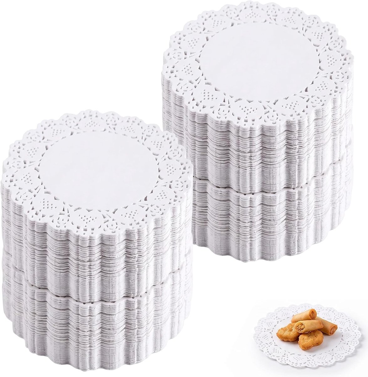 280 ronde papieren onderzetters van 13,5 cm (5,5 inch), elegante witte kanten placemats voor taarten en desserts, wegwerpbare papieren placemats voor feesten, kerstavond en bruiloften.