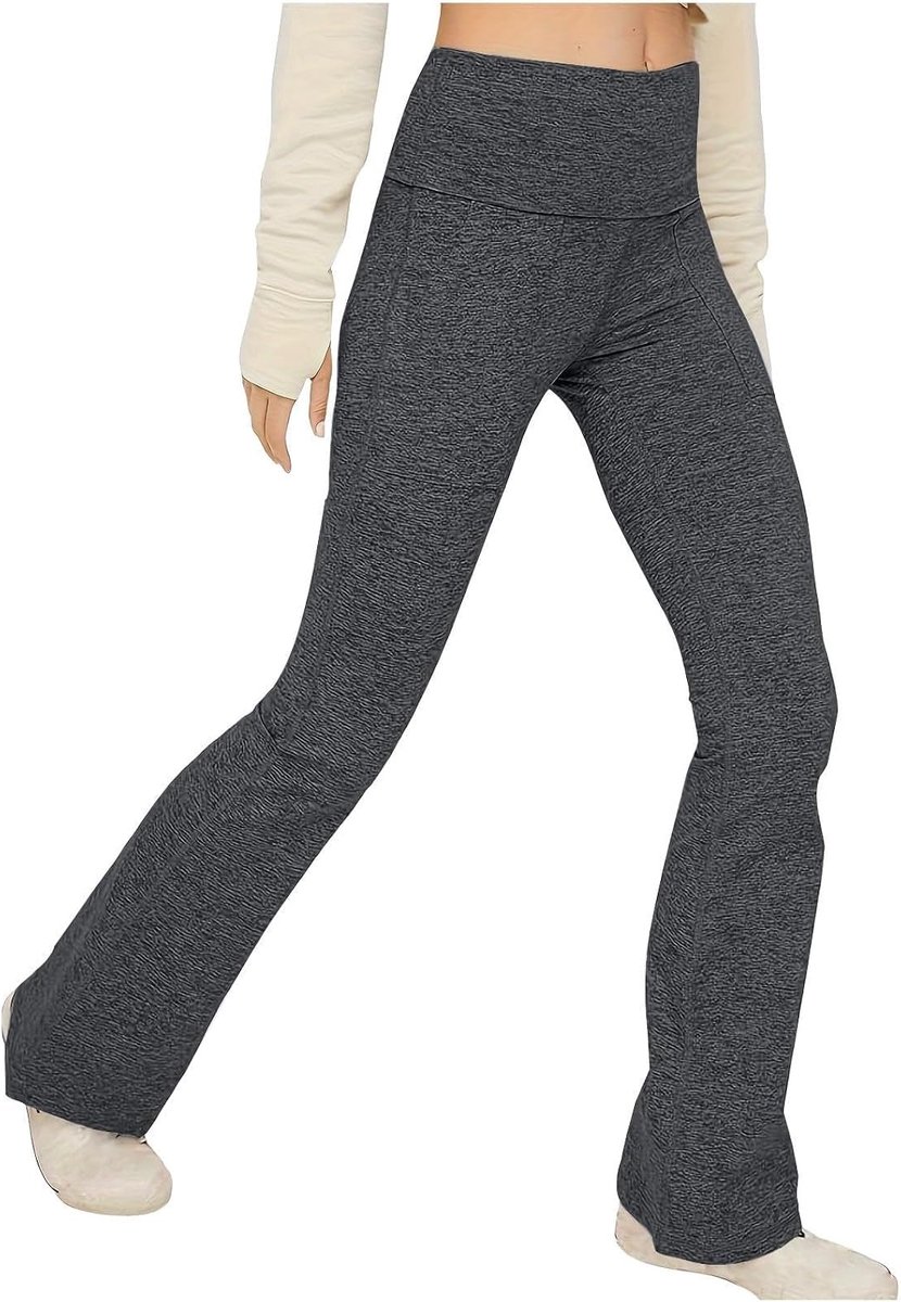 Yoga legging, flared, grijs, stretch, buxton, katoen, dicht, sportlegging