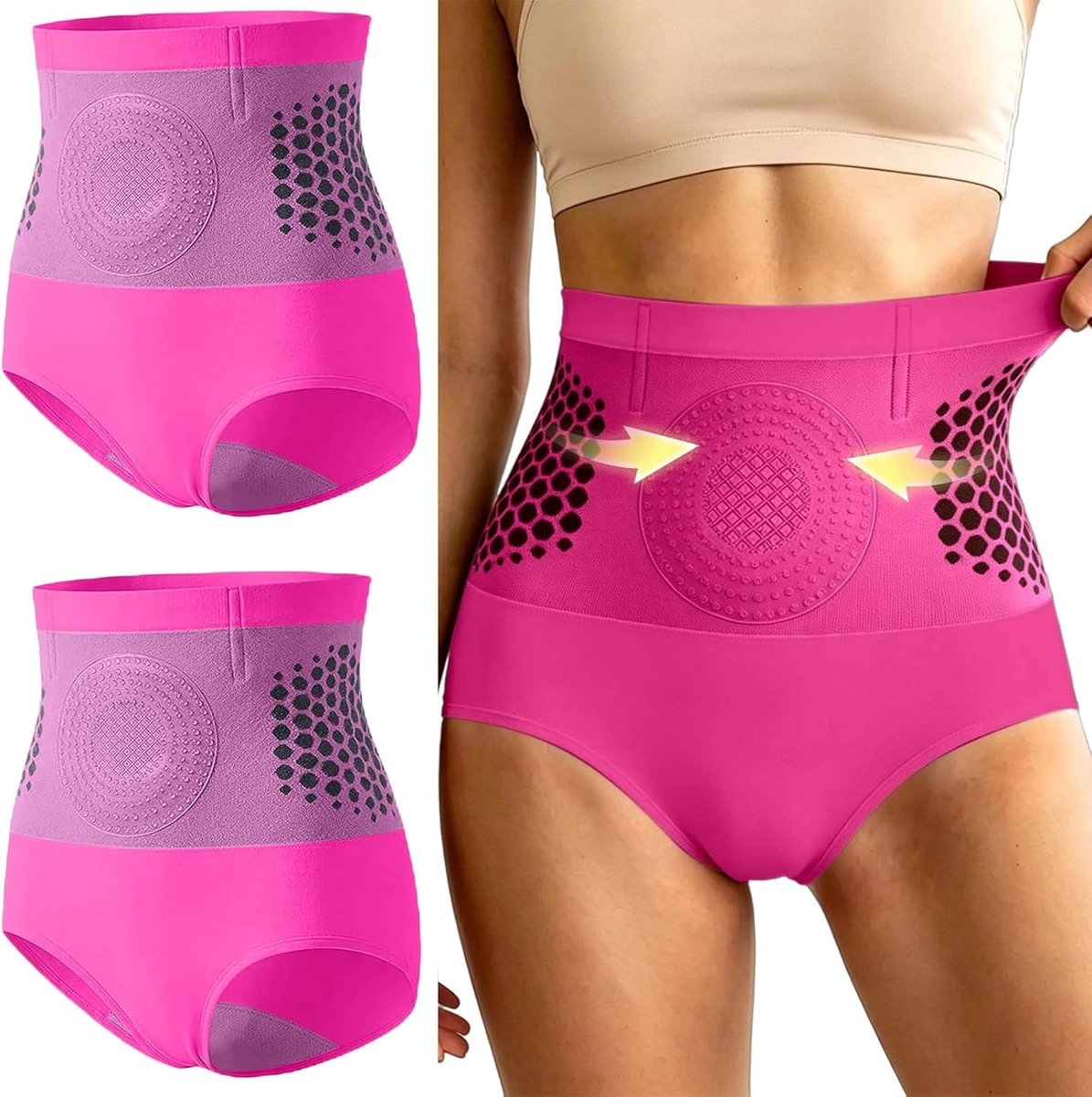 Shapewear slip met hoge taille, buikcontrole en elastische band.