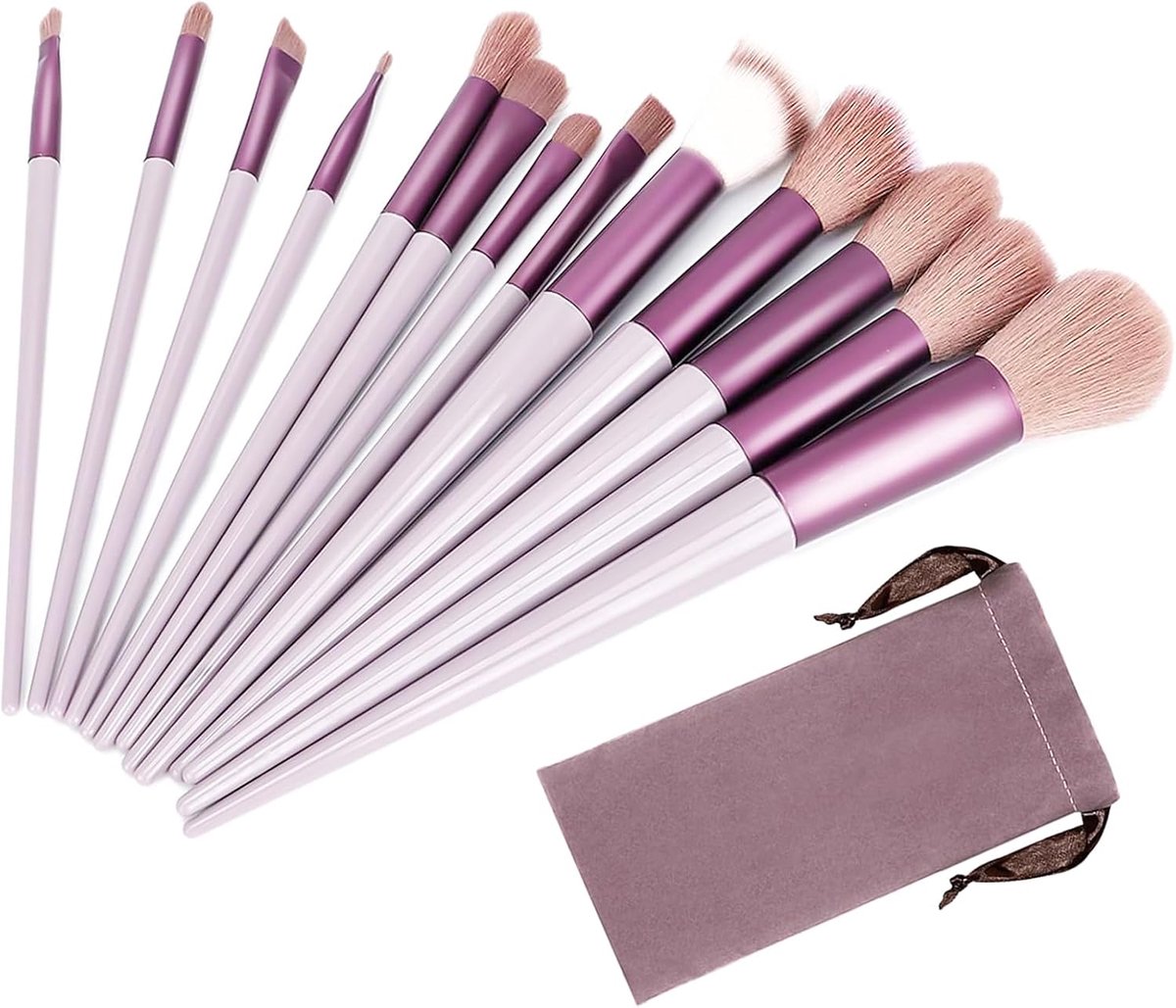 SnelShoppen - 13-delige Make-up Kwasten Set voor Gezicht en Ogen, Professionele Make-up Tools, Synthetische Contour, Blush, Oogschaduw, Foundation, Ma