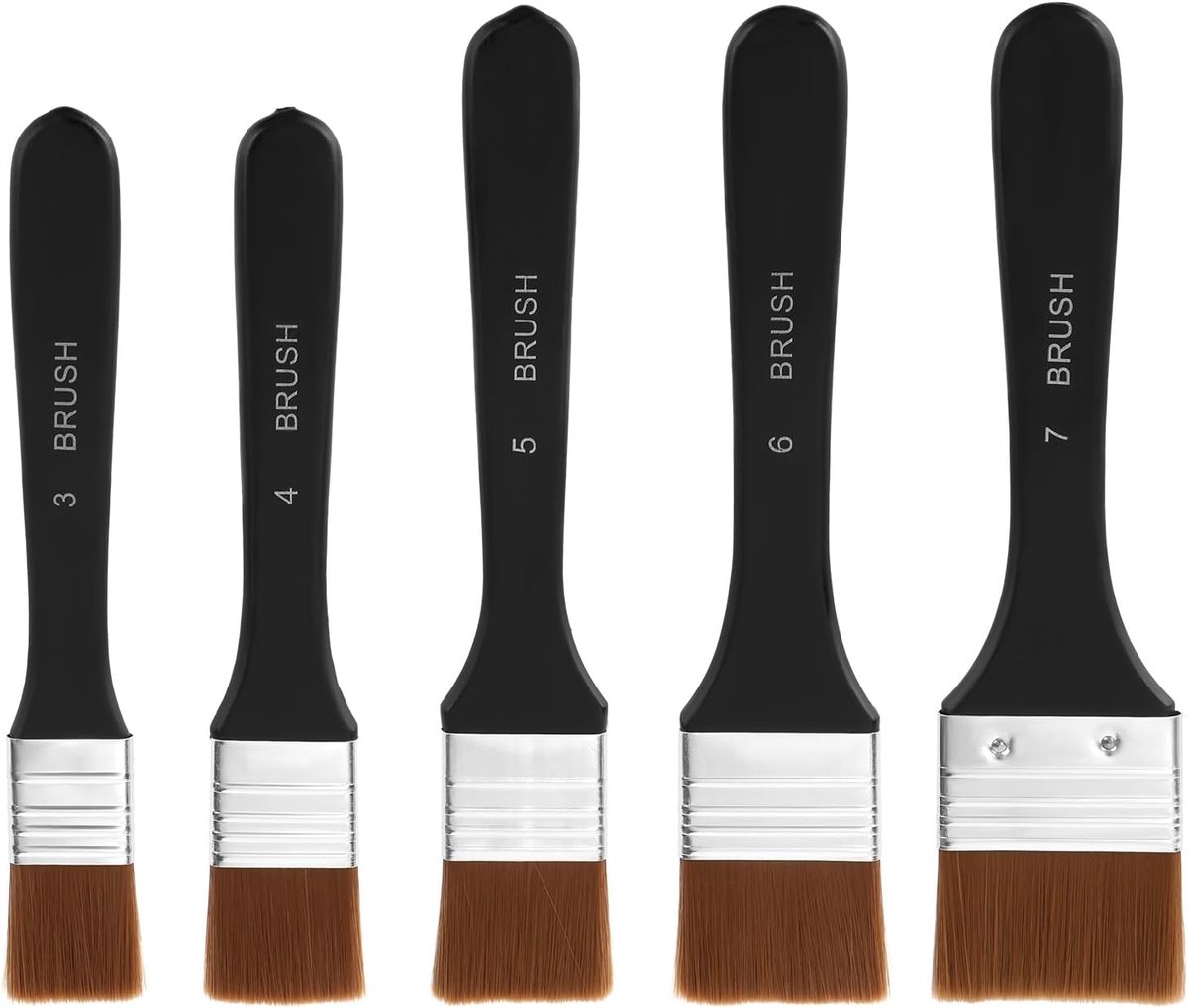 5 Stuks Grote Brede Platte Acryl Verfkwasten Set, 5 Maten Kwasten